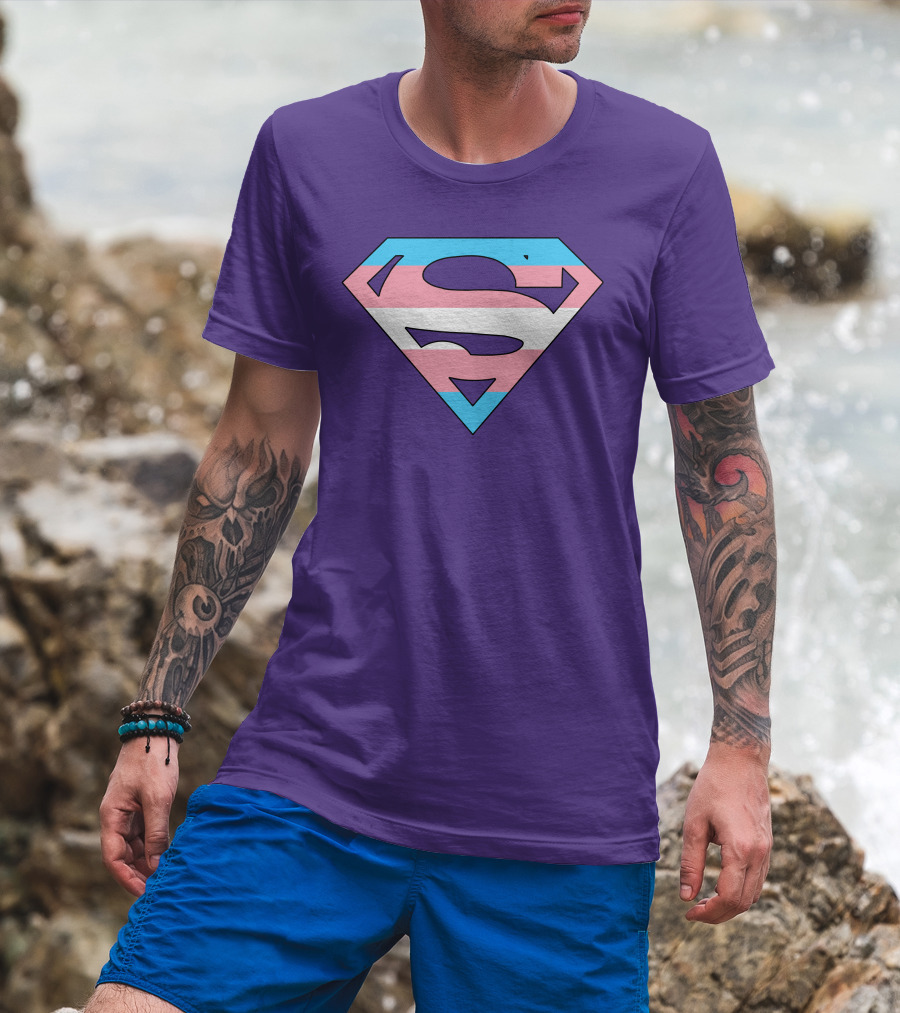 Superman Logo Trans Flag Trans Rights Are Human Rights T-Shirt