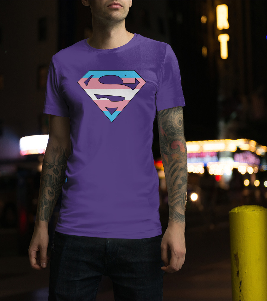 Superman Logo Trans Flag Trans Rights Are Human Rights T-Shirt