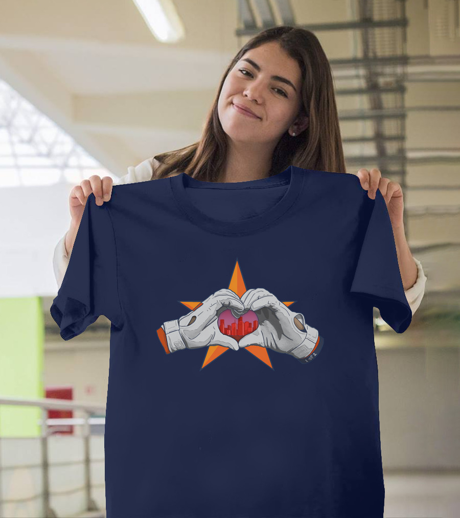 713Shirts Love Hou Astronaut Hands Heart Skyline Star Background T-Shirt