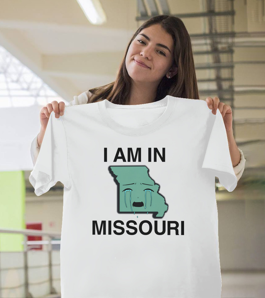 I Am In Missouri Crying State Map T-Shirt