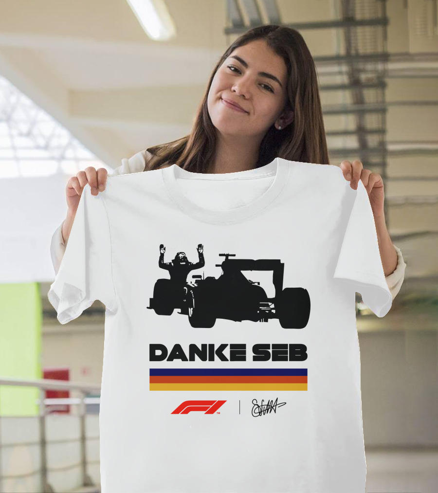 Autosport Sebastian Vettel Danke Seb F1 Silhouette Champion T-Shirt
