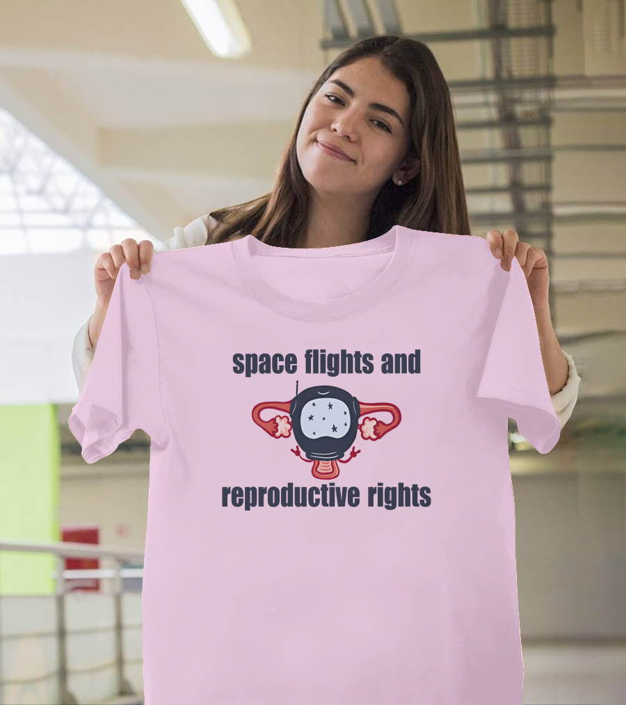 Space Flights And Reproductive Rights Emily Calandrelli Wearing Space Light T-Shirt