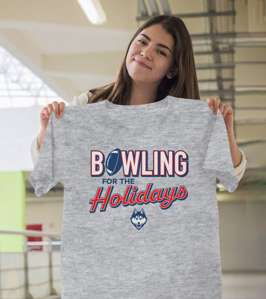 Uconn Huskies Bowling For The Holidays Football T-Shirt