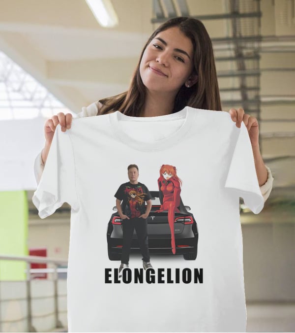 Goofyahhtees Elongelion Tesla Anime Fusion T-Shirt