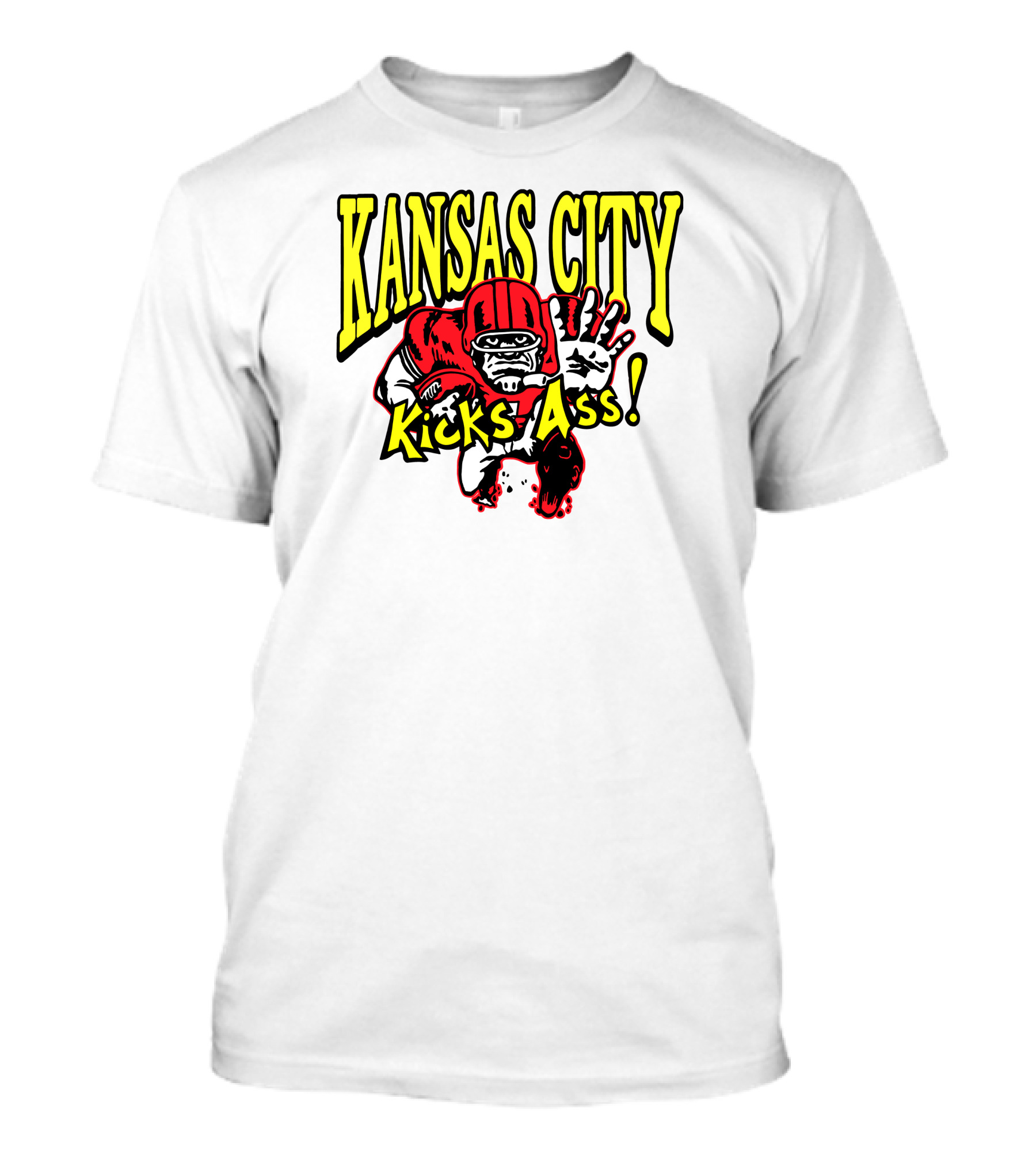 Kansas City Kicks Ass Red Football Player T-Shirt