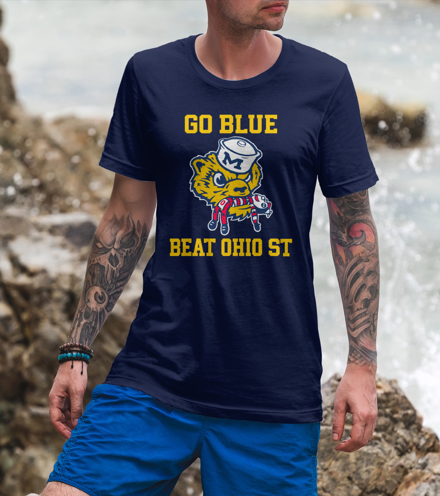 Go Blue Beat Ohio St Michigan Wolverine Victory Mascot Showdown T-Shirt