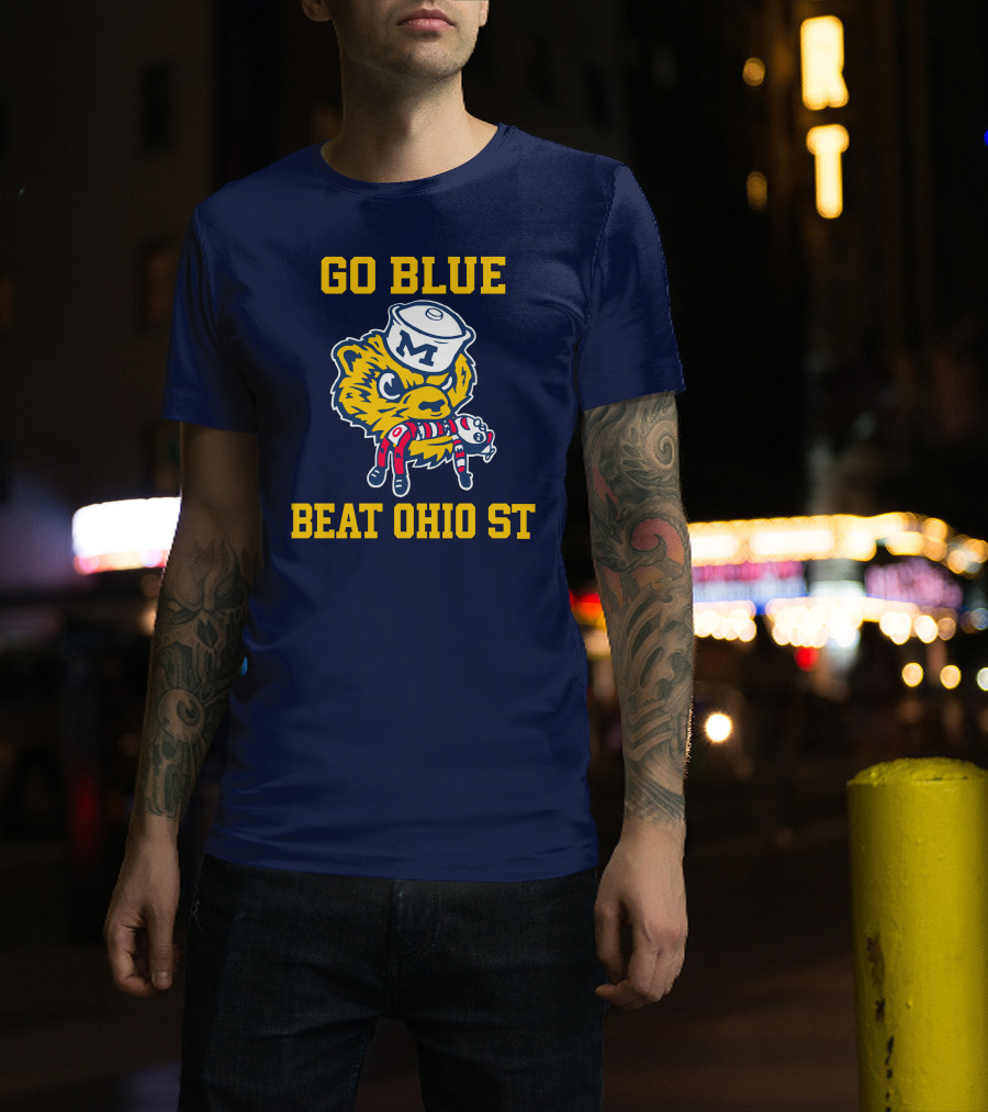 Go Blue Beat Ohio St Michigan Wolverine Victory Mascot Showdown T-Shirt