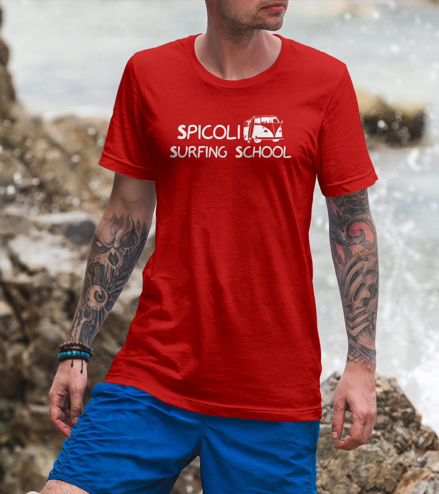 Spicoli Surfing School Super 70s Sports Vintage Van Surfboard T-Shirt