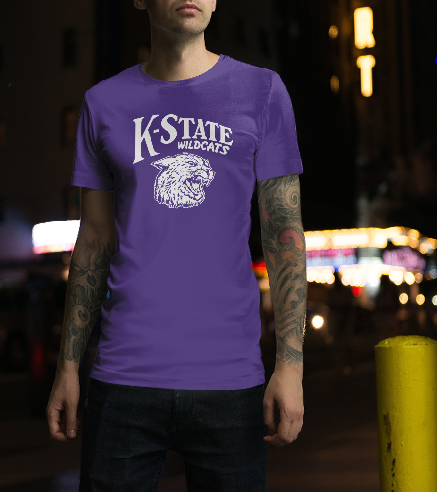 Charlie Hustle K-State Wildcats Vintage Purple Mascot T-Shirt