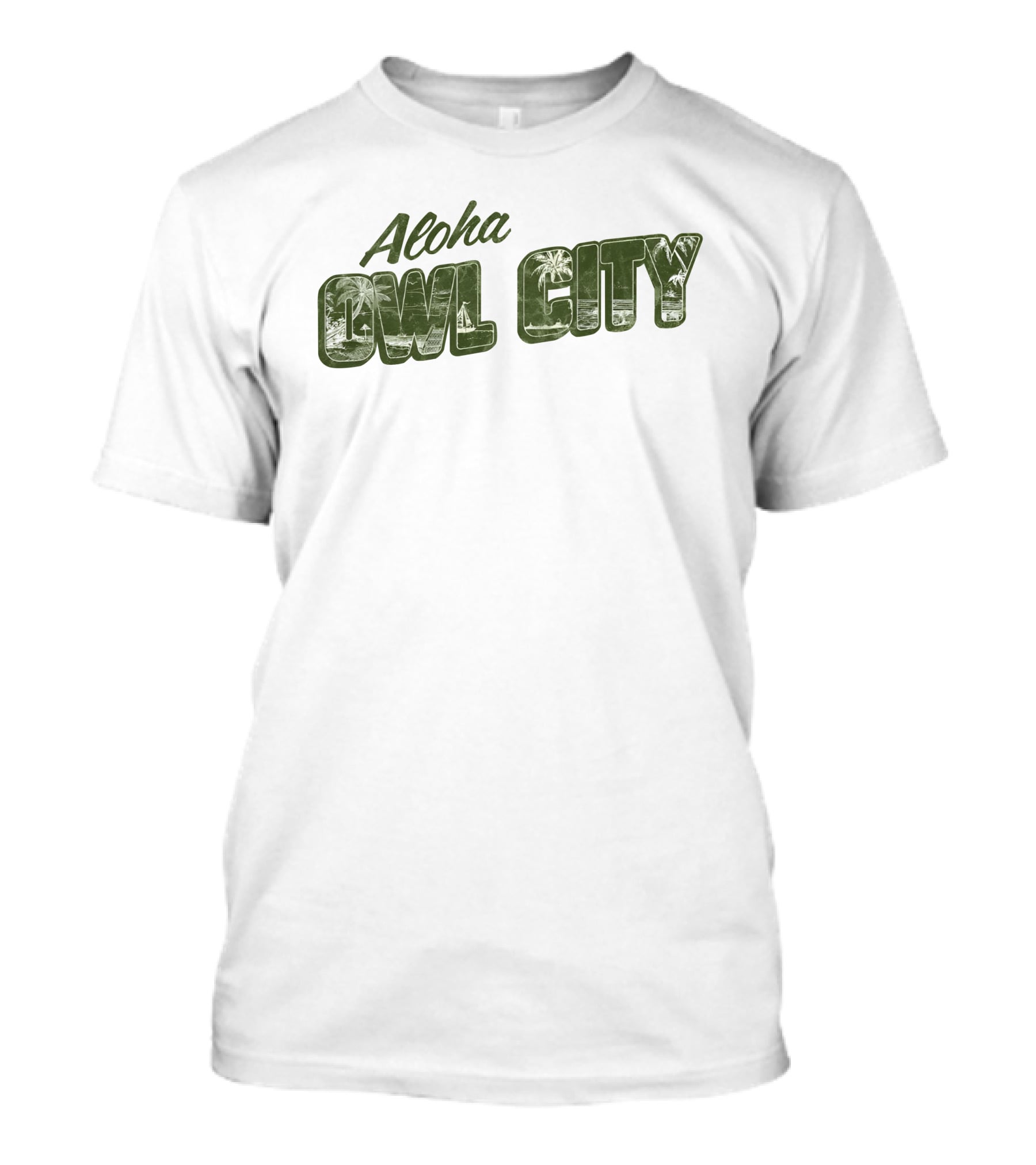 Aloha Owl City Palm Tree Green Tropical T-Shirt