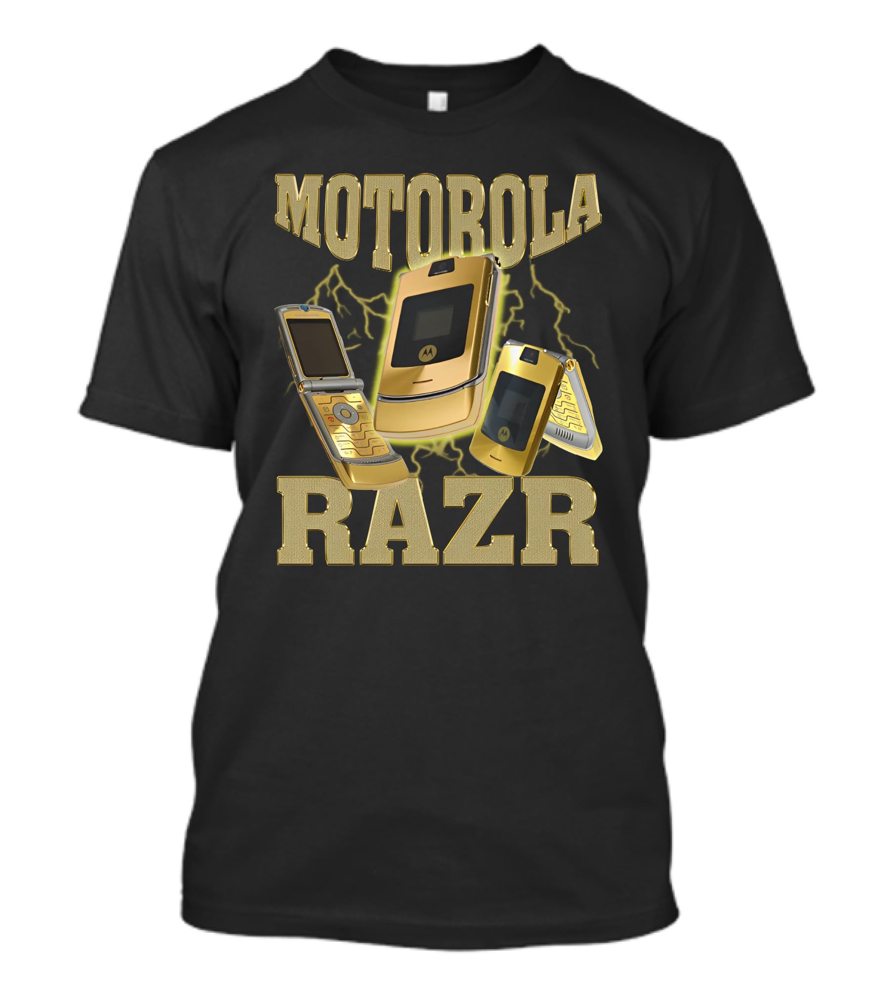 MOTOROLA RAZR Gold Flip Phone Lightning T-Shirt