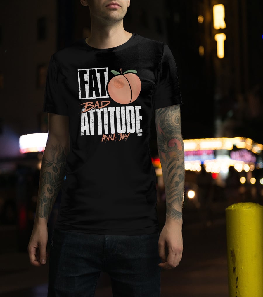 Fat Bad Attitude Anna Jay Aew Peach T-Shirt