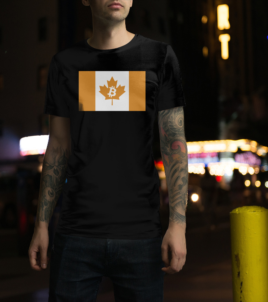 The Best Business Show Merch Bitcoin Canada Maple Leaf Orange Flag T-Shirt