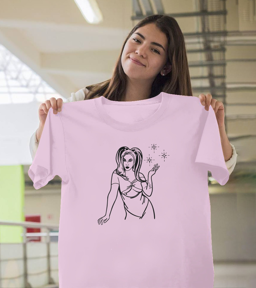 Sketch Woman With Stars T-Shirt