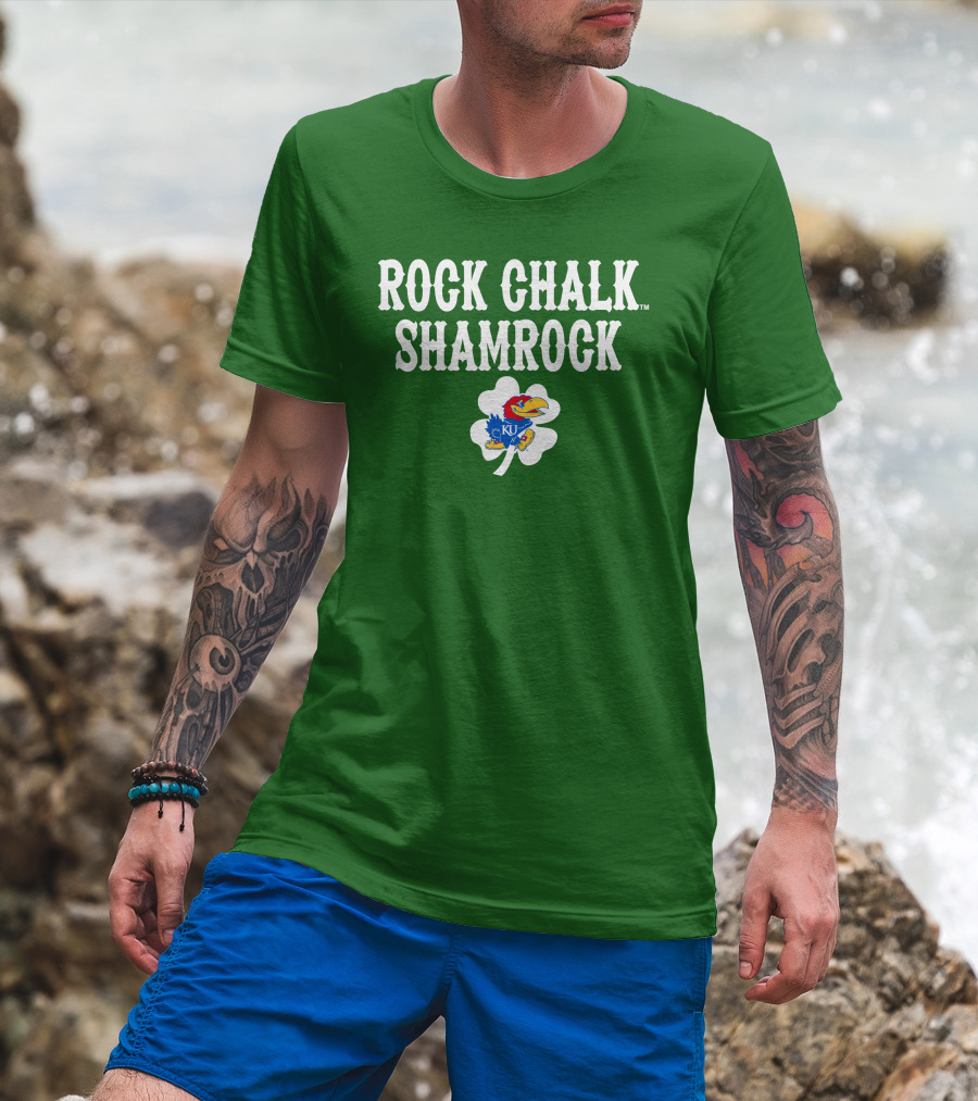 Rock Chalk Shamrock Kansas Jayhawks St Patrick’s Day Green T-Shirt