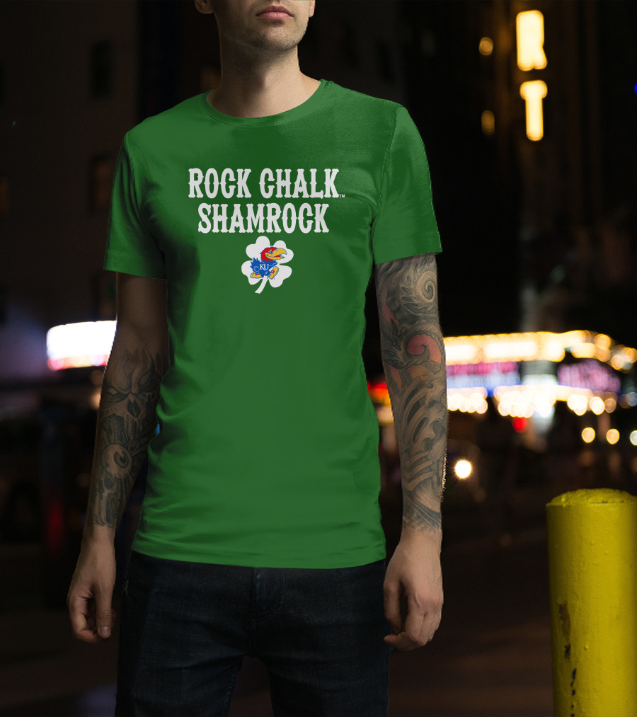 Rock Chalk Shamrock Kansas Jayhawks St Patrick’s Day Green T-Shirt