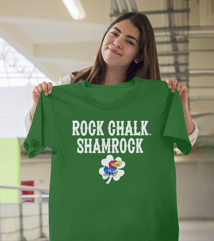 Rock Chalk Shamrock Kansas Jayhawks St Patrick’s Day Green T-Shirt