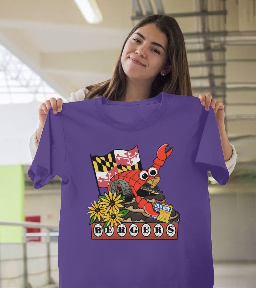 Maryland Flag Crab Bergers Old Bay Seasoning Flowers T-Shirt