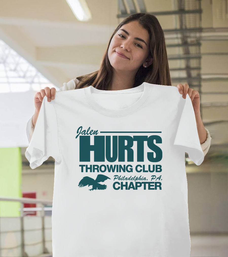 Jalen Hurts Throwing Club Philadelphia PA Chapter Eagles Fan Gear T-Shirt