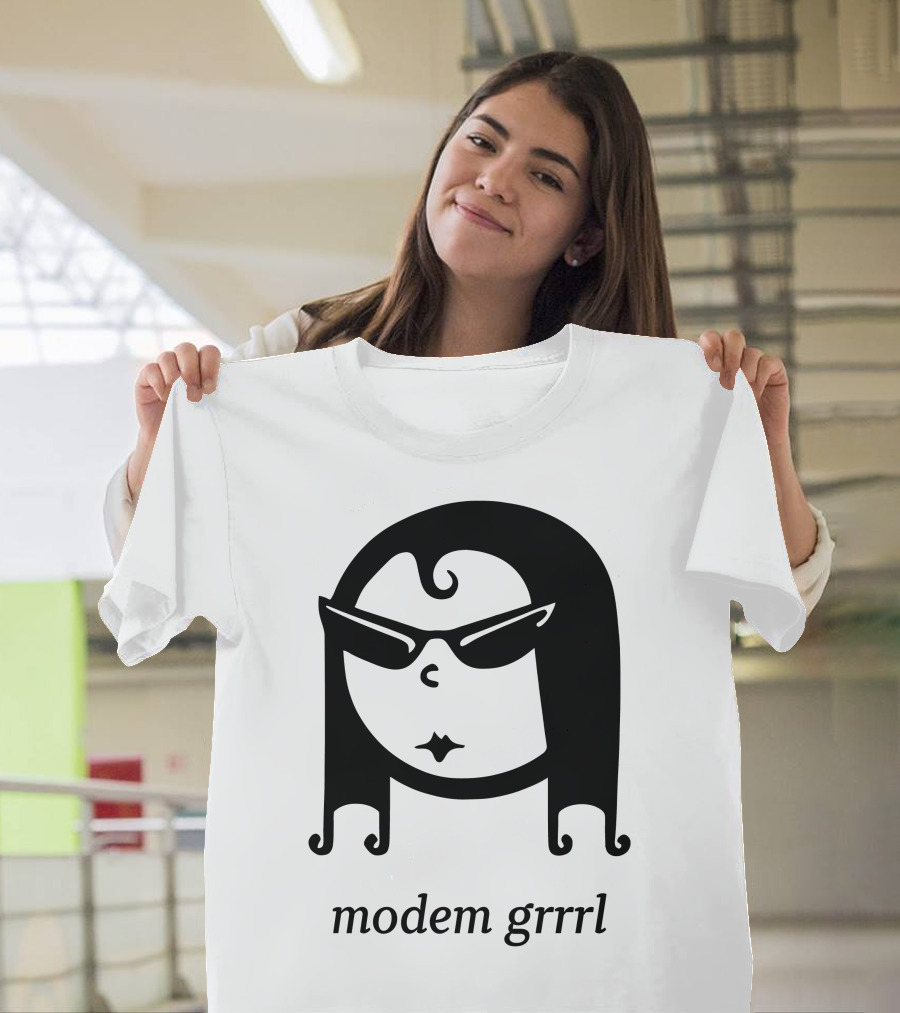 Modem Grrrl Sunglasses Illustrative T-Shirt