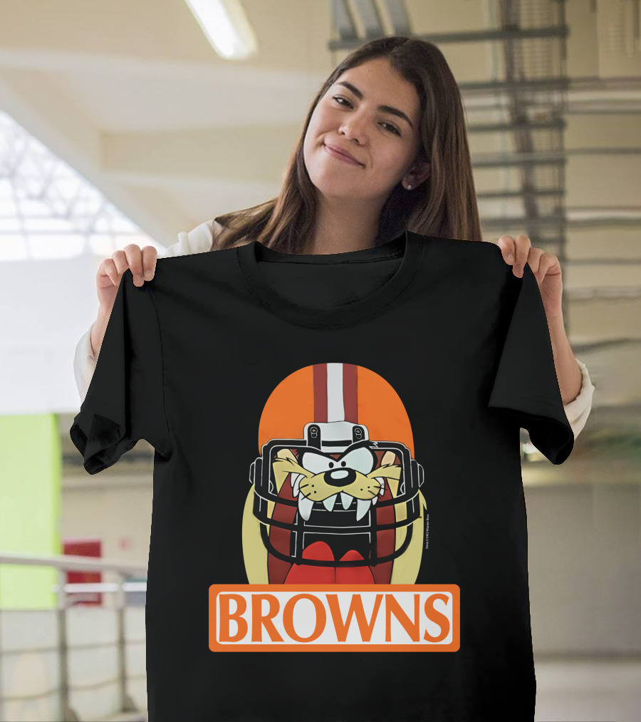 1993 Cleveland Browns Warner Bros Tazmanian Taz Devil Helmet Browns T-Shirt