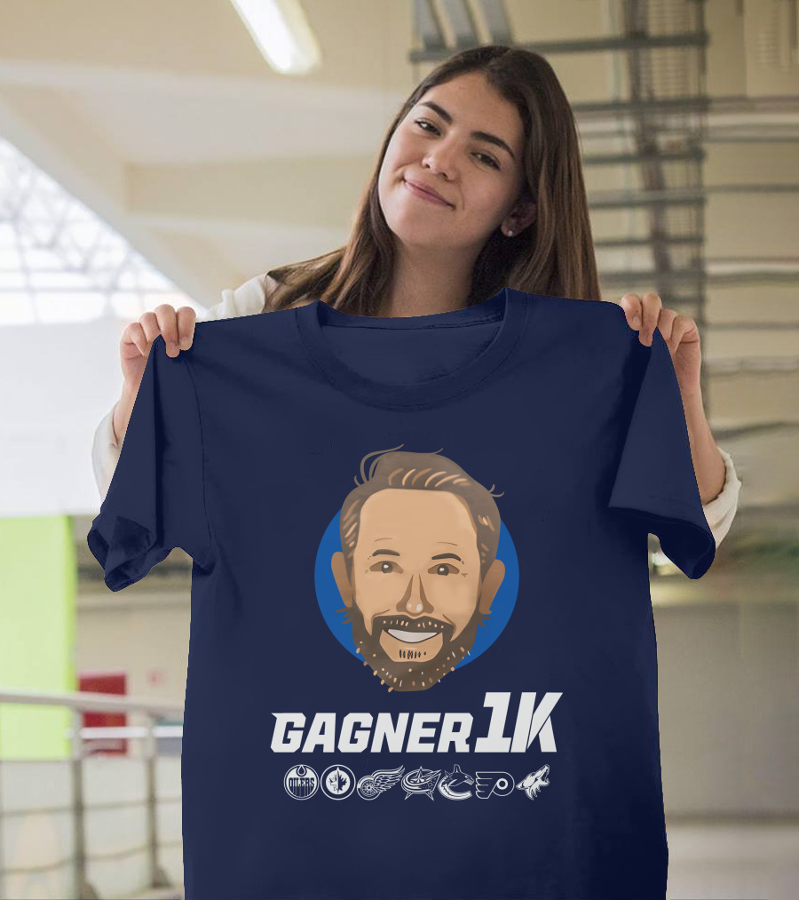 Gagner 1K Congrats Gags 1000 Career NHL Games Oilers Jets Red Wings Blue Jackets Canucks Flyers Coyotes T-Shirt