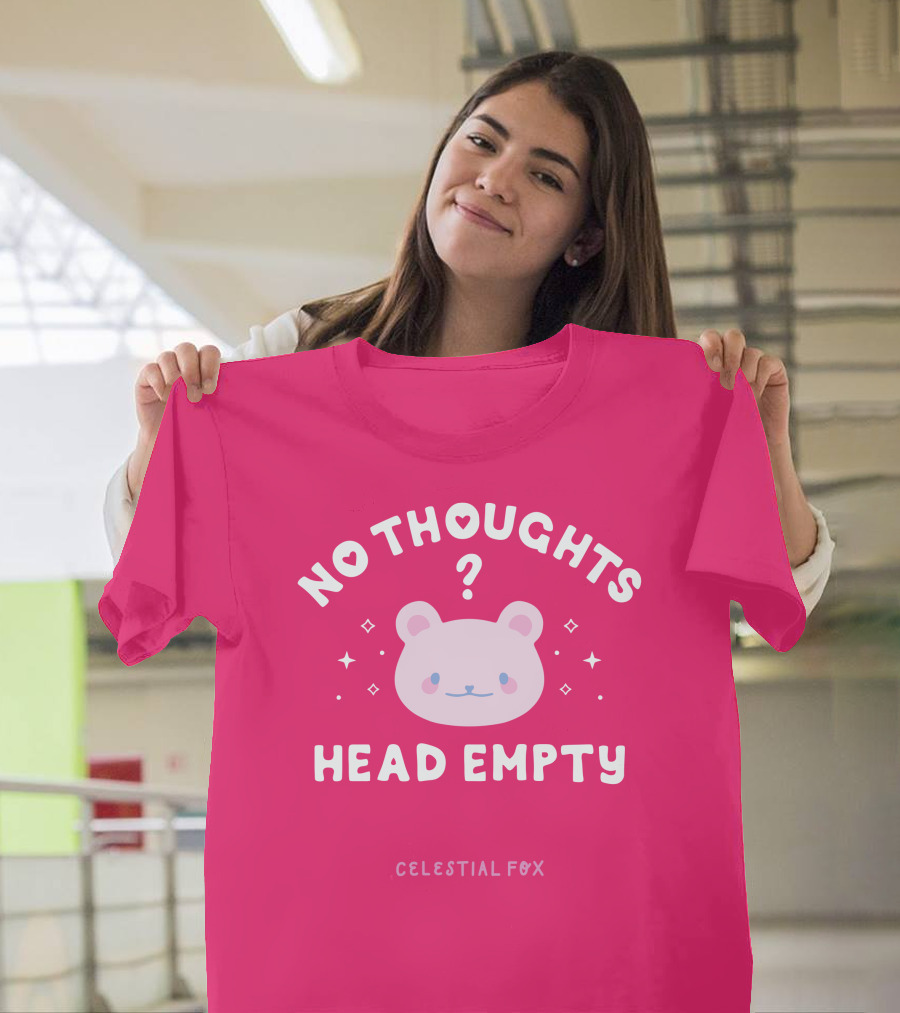 No Thoughts Head Empty Bear with Celestial Fox Stars T-Shirt