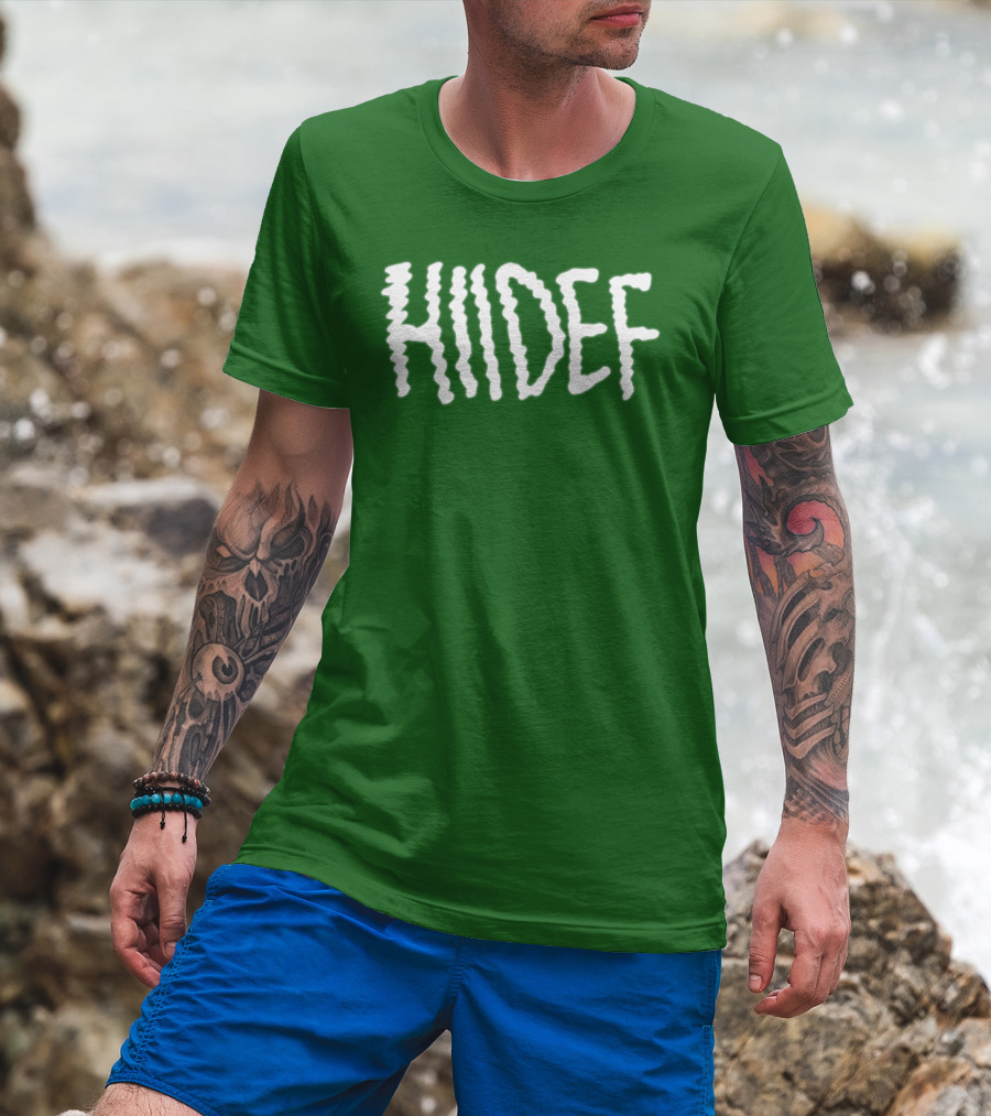 Hdi Hiidef White Text On Green Background T-Shirt