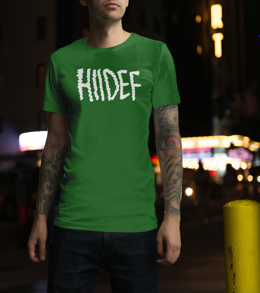 Hdi Hiidef White Text On Green Background T-Shirt