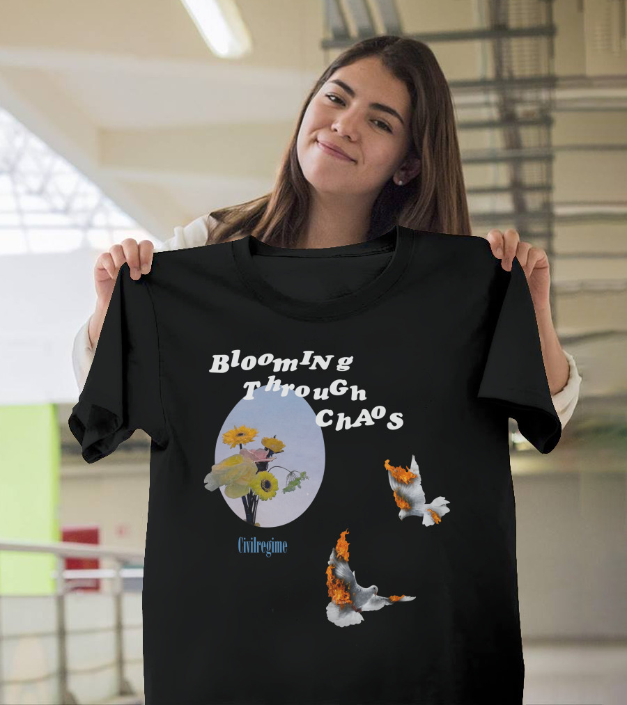 Darren Waller Blooming Through Chaos Civilregime Sunflowers and Burning Doves T-Shirt