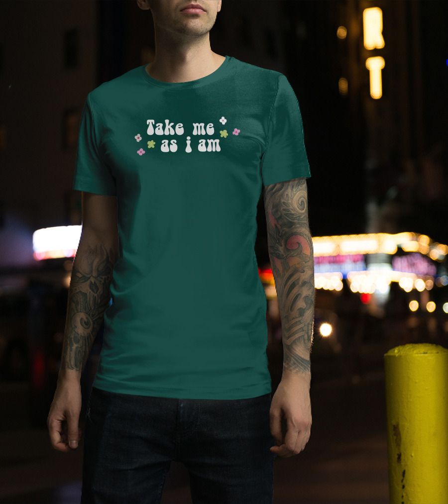 Take Me As I Am Flower Motif T-Shirt