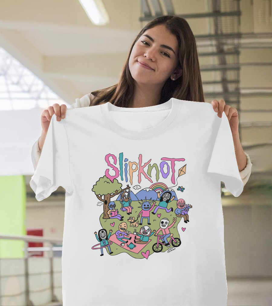 Slipknot Cute Cartoon Characters Park Scene T-Shirt
