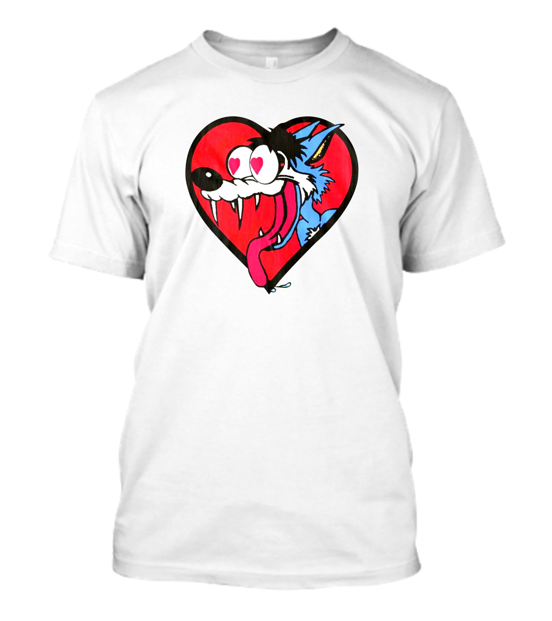 The Jesus Lizard Idiot Heart-Eyed Cartoon Wolf T-Shirt