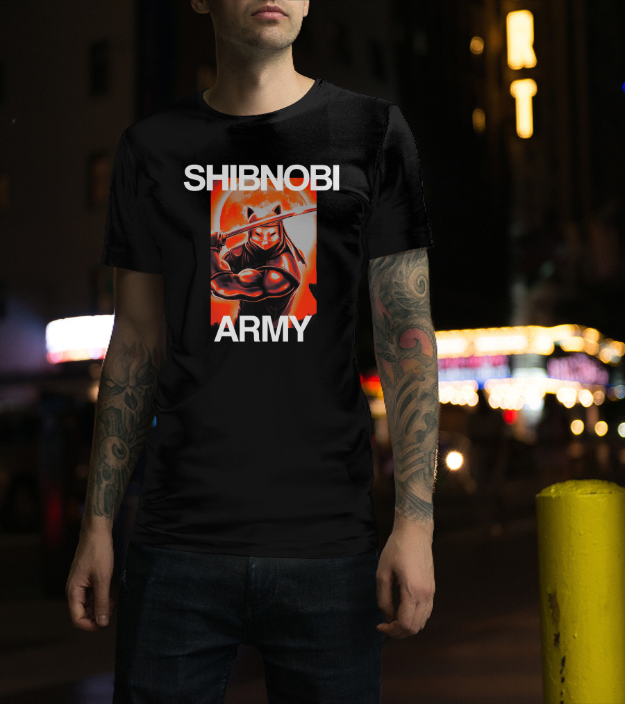 Shibnobi Army Shib Nobi Warrior Ninja Cat Moon T-Shirt