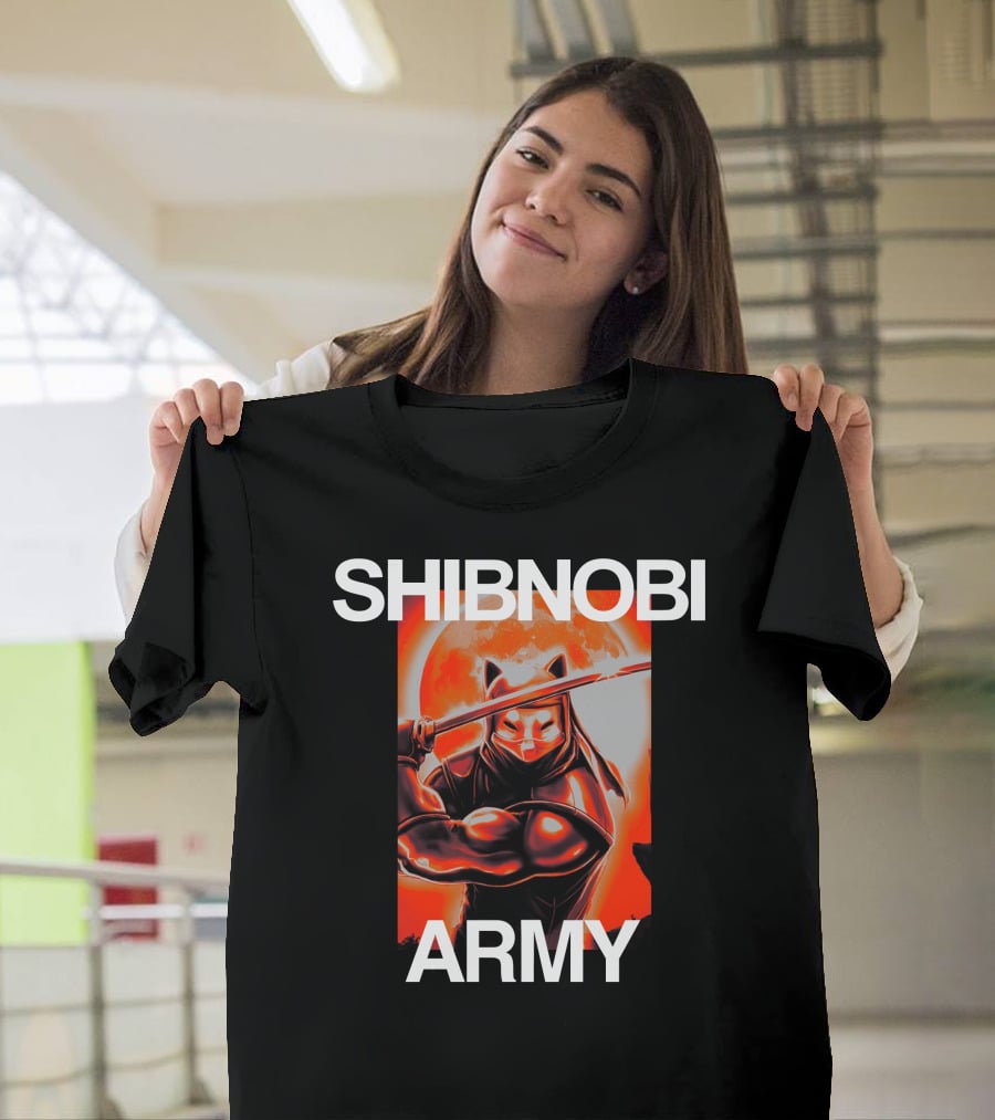 Shibnobi Army Shib Nobi Warrior Ninja Cat Moon T-Shirt