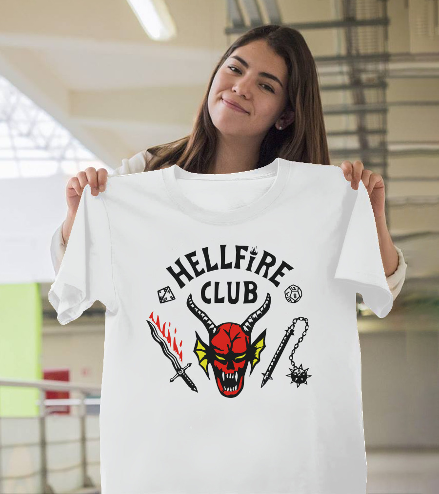 Hellfire Club Devil Flaming Sword Mace Dice Icon Collection T-Shirt