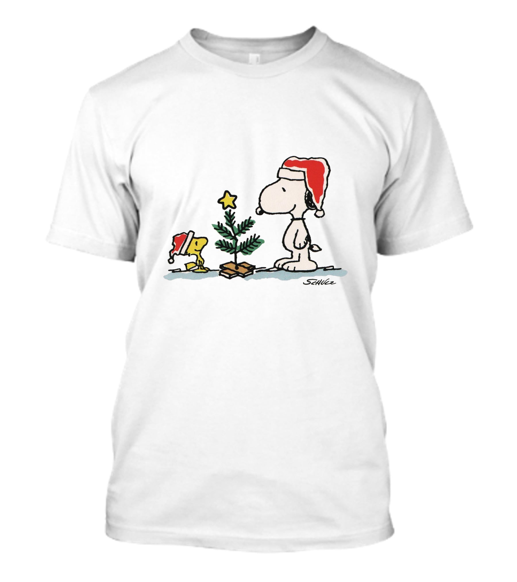 Snoopy Woodstock Christmas Tree Santa Hats T-Shirt