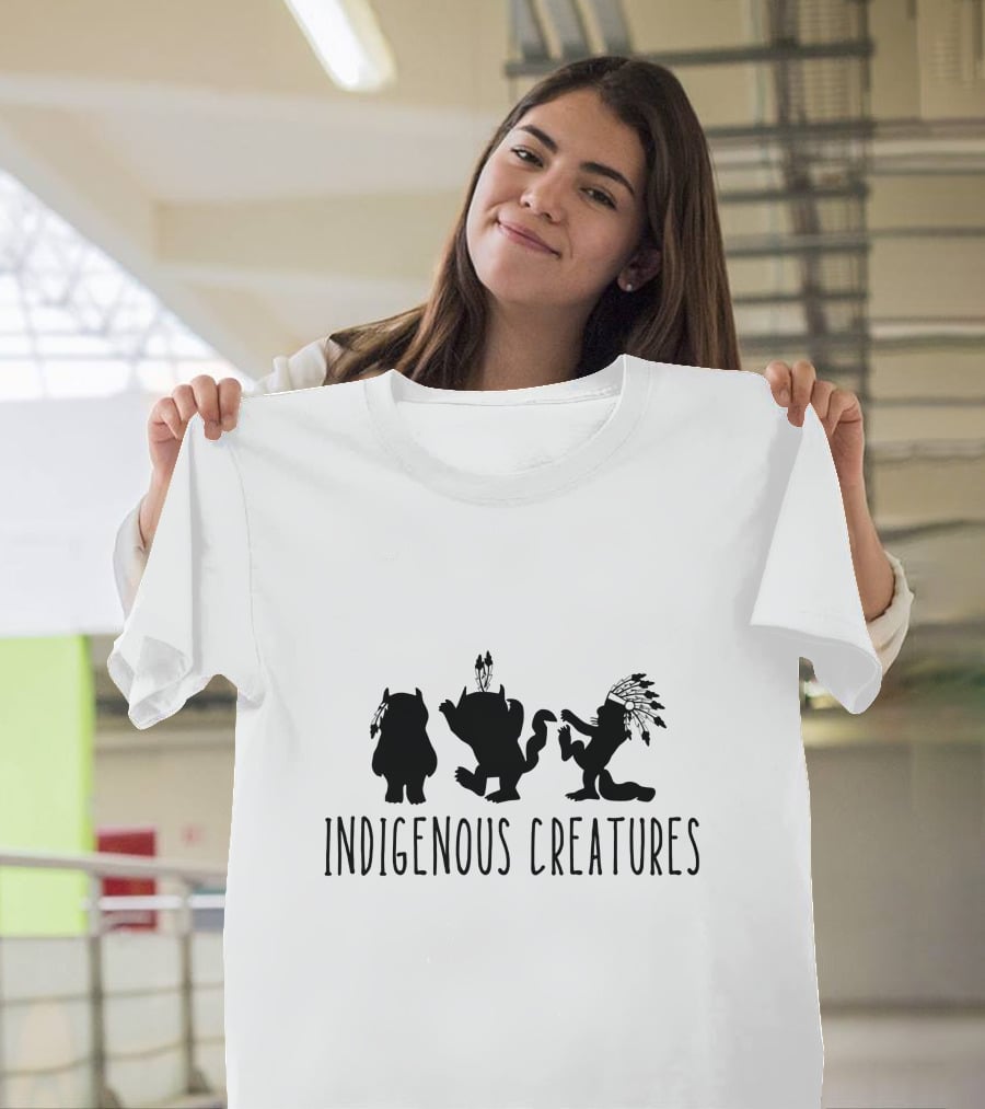 Indigenous Creatures Silhouette Trio with Arrows and Feathers T-Shirt