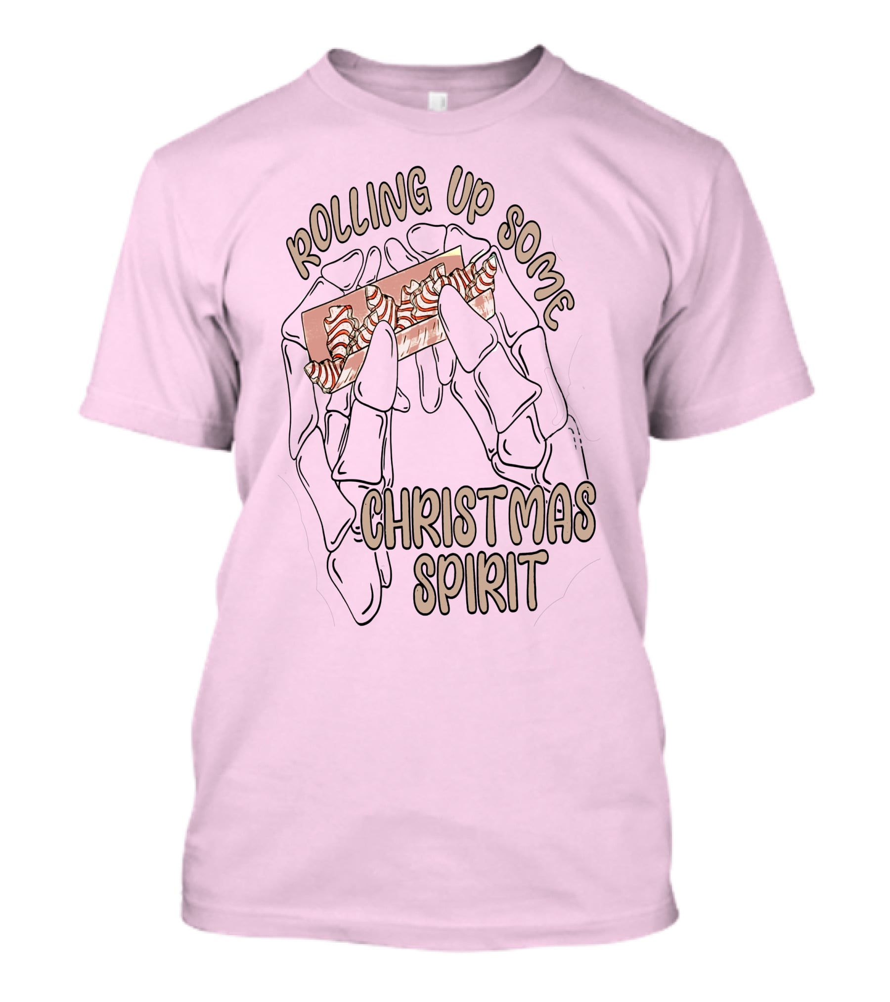 Rolling Up Some Christmas Spirit Skeleton Hands With Candy Cane Wrapper T-Shirt