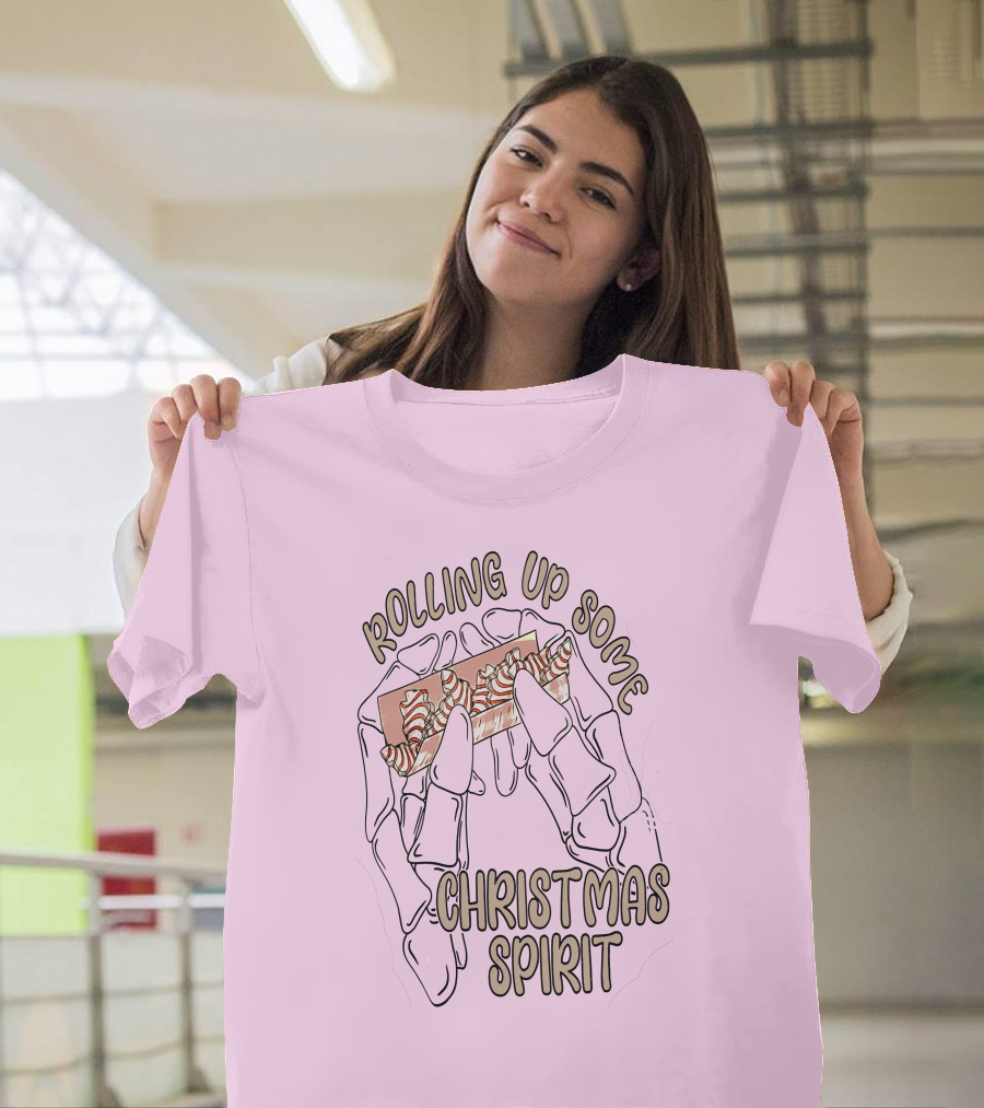 Rolling Up Some Christmas Spirit Skeleton Hands With Candy Cane Wrapper T-Shirt