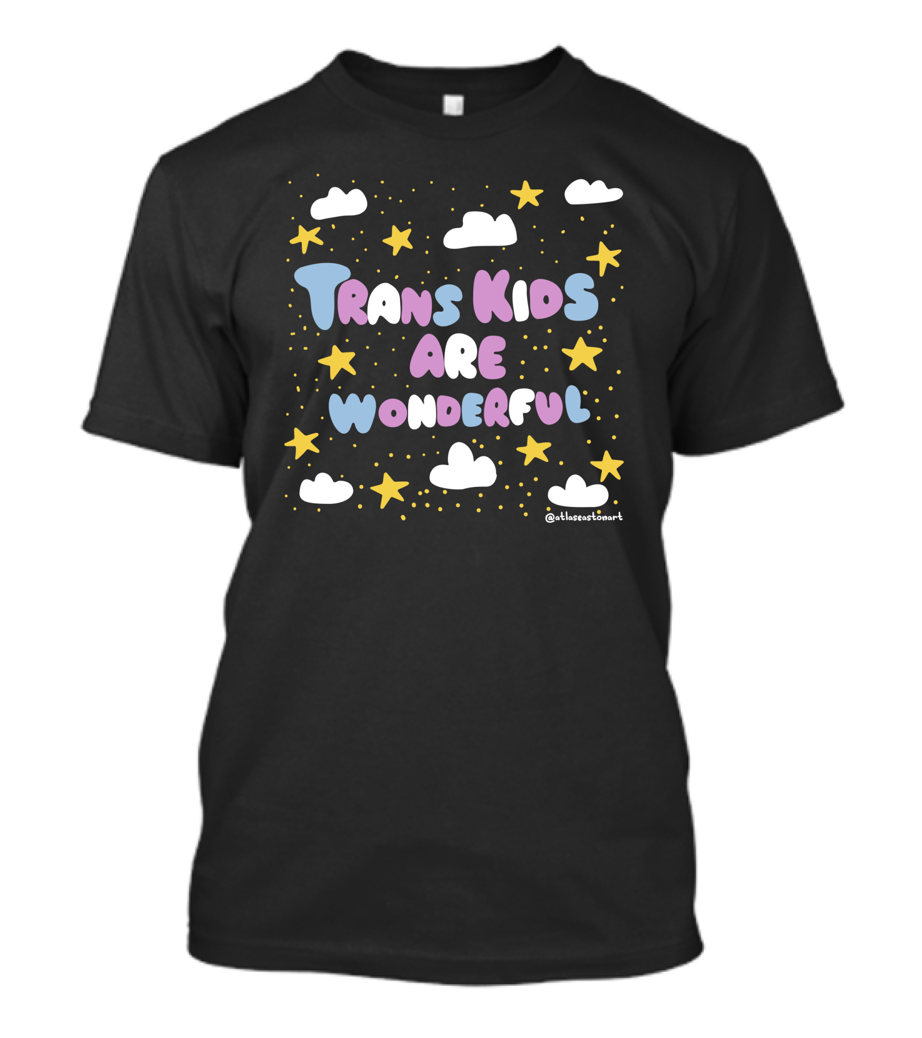 Atlaseastonart Trans Kids Are Wonderful Stars And Clouds T-Shirt