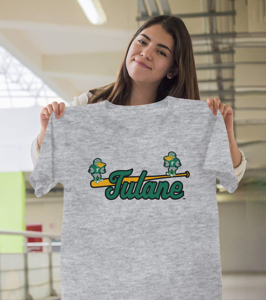 Tulane Green Wave Baseball Bat Birds T-Shirt