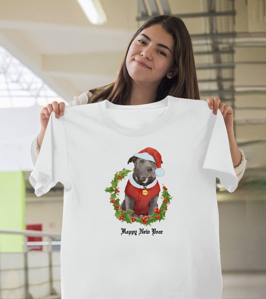Santa Dog Happy New Year T-Shirt