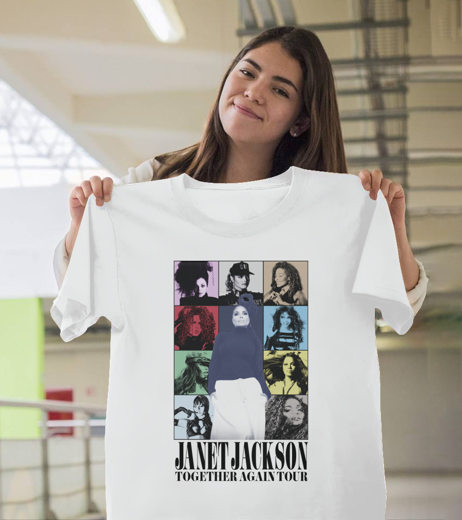 Janet Jackson Together Again Tour Multicolor Portrait Collage T-Shirt