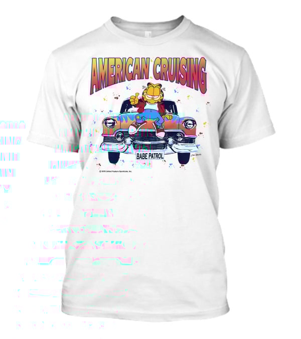 Garfield American Cruising Babe Patrol Vintage Car Fun T-Shirt