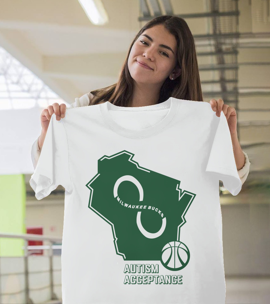Milwaukee Bucks Autism Acceptance Infinity Symbol Basketball T-Shirt