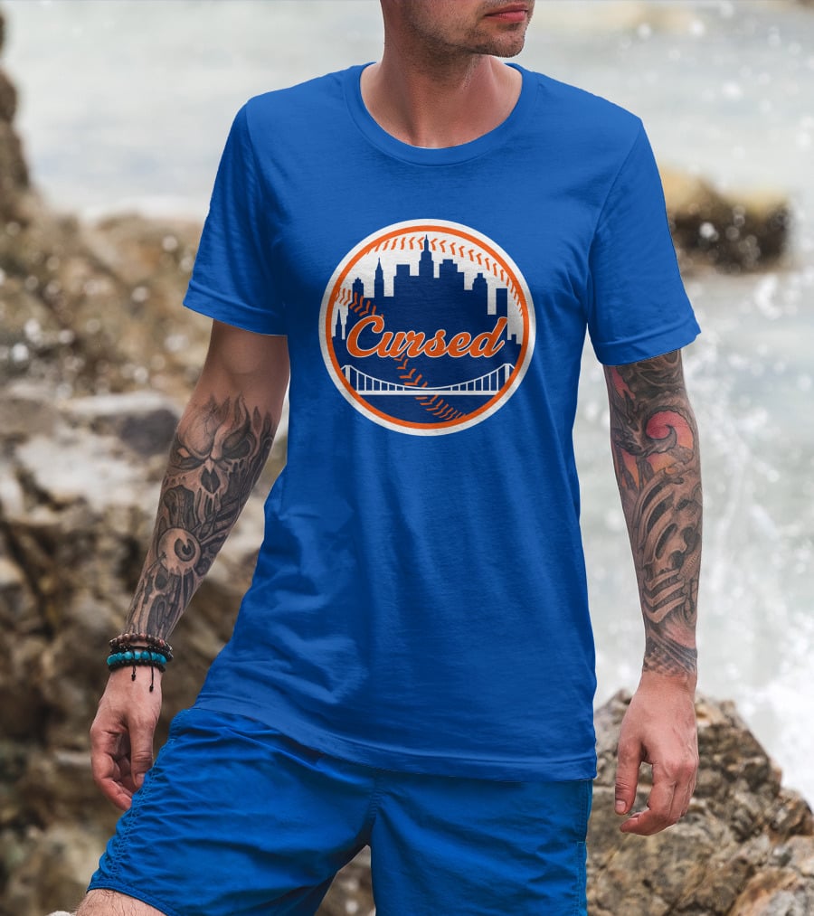 Cursed Mets Baseball Skyline Bridge T-Shirt