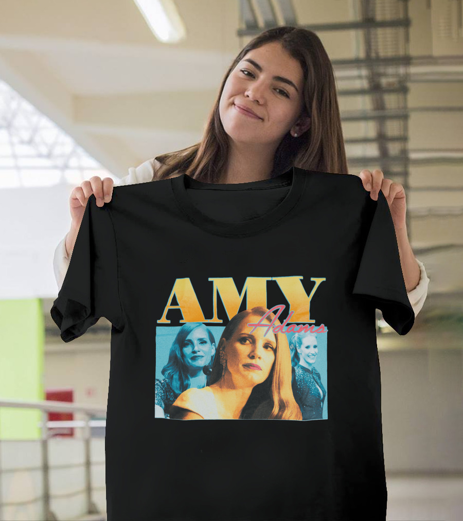 AMY Adams Multicolor Portrait Montage with Retro Script T-Shirt