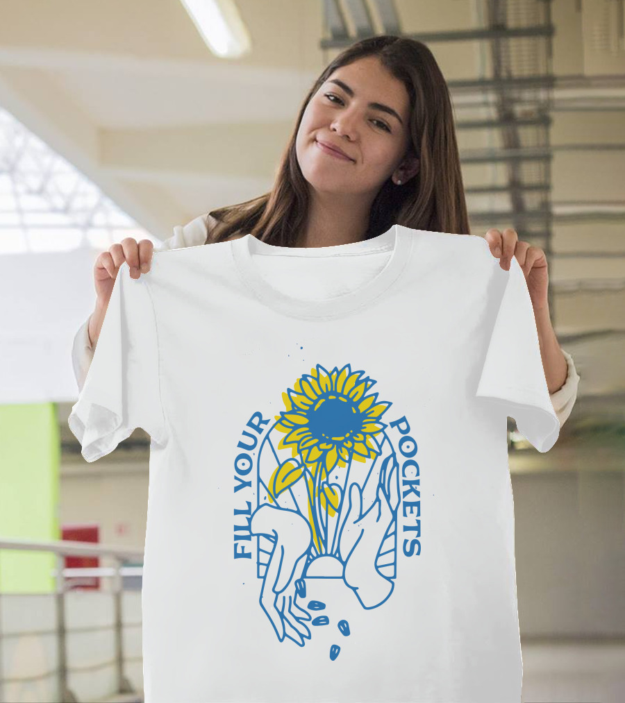 Sunflower Fill Your Pockets Hands and Seeds T-Shirt