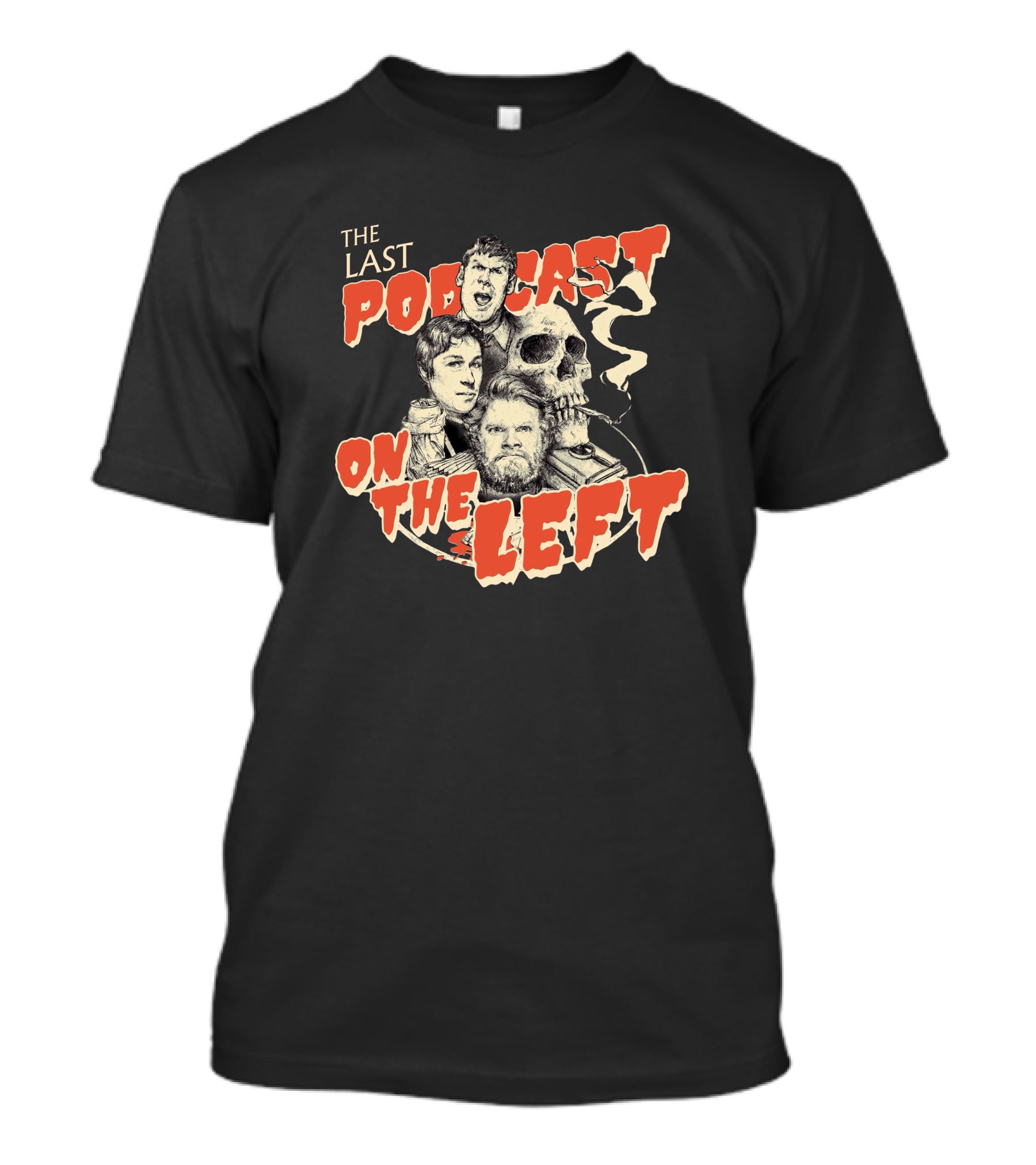 The Last Podcast On The Left Classic Logo With Illustrations And Skull T-Shirt